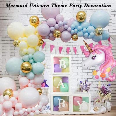 China Partycool Macaroons Transparent Balloons Eco-friendly Disposable Baby Shower Decor Baby Shower Blocks Led Lights Balloons Boxes for sale