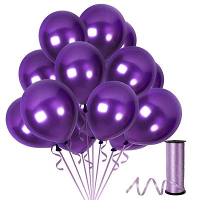 China Partycool Disposable Eco-Friendly Wholesale Balloons Purple 12inch Happy Birthday Metallic Balloons 12 Inch Metallic Violet Thick Latex Balloon for sale