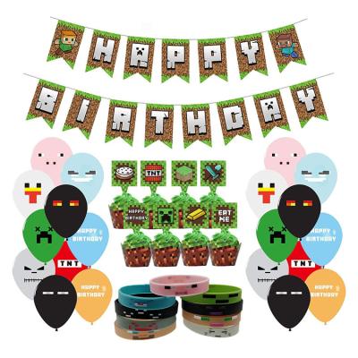 China China PARTYCOOL Boy Birthday Favors Miner Theme Pixel Video Game Party Decoration Supplies for sale