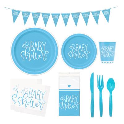 China Partycool China Blue Theme It's A Boy Boy Baby Shower Gender Revealed Party Costume Tableware Party Decoration for sale