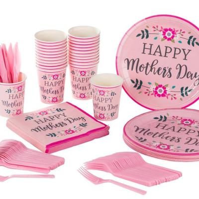 China PTK Disposable Eco-Friendly Sets 24 Includes Party Tableware And Napkins Perfect Mother's Day Party Decoration for sale