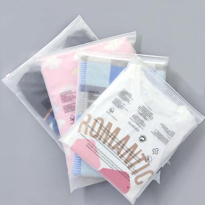 China Recyclable Custom Matte Frosted Zipper Lock Clear Plastic Bag For Apparel Packaging for sale