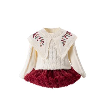 China Other Girls' Autumn/Winter Sweater Western Style Lapel Sweater Thickened Children's Sweater Top for sale