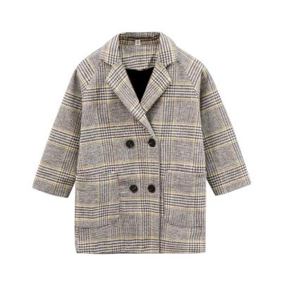 China Winter Windproof Coat For Girls Thick Woolen Jacket For Girls Fashion Plaid Kids Outwear Girls School Autumn England Teenage Clothes For for sale