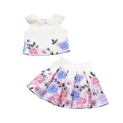 China Sweet Children's Clothing Girls Autumn New Two-piece Dress Style Bridesmaid Princess Dress Suit Pleated Western Skirt for sale