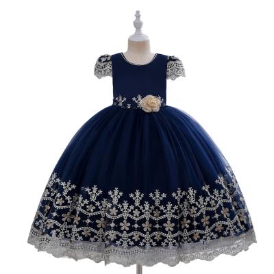 China Washable Girls Princess Dress Birthday Children Long Dress Girls Yarn Bridesmaid Host Performance Costume for sale