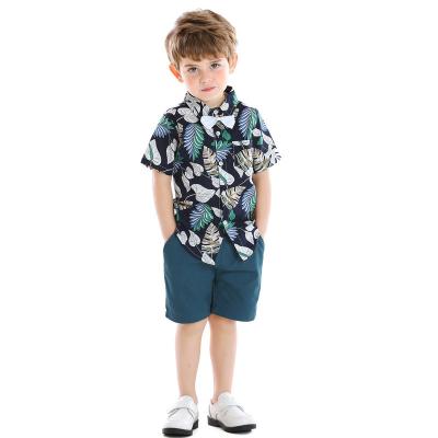 China Summer Casual Children's Suit Boy Print Short Sleeve Shirt Shorts Two-piece Suit for sale