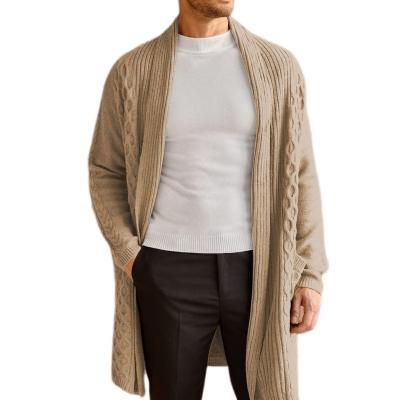 China Custom Men's Sweater Casual Men's Cardigan Cable Anti-Shrink Long Knit Cardigan Sweater for sale