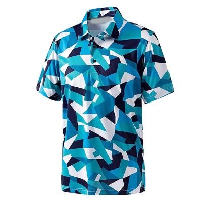 China Sustainable Mens Sublimation Printing 100% Polyester Golf Shirts Golf Polo Shirt With Performance Full Piece Customized Logo Polo Shirt for sale