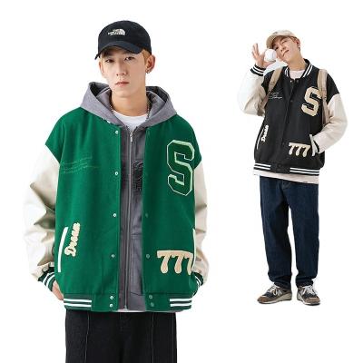 China Workable Logo Letterman Jacket Baseball OEM Embroidery Custom Chenille Patches Jaket Coat College Leather Bomber Jacket For Men Casual for sale