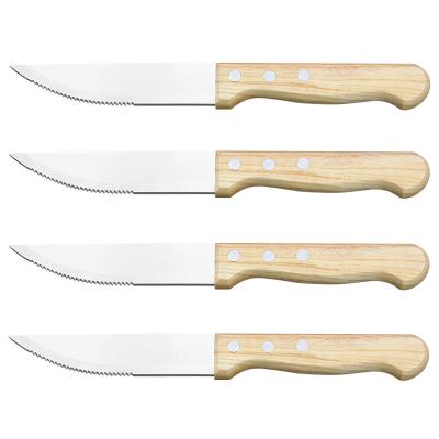 China Sustainable Yangjiang Factory 4pcs Stainless Steel Steak Knife Set With Wooden Handle for sale