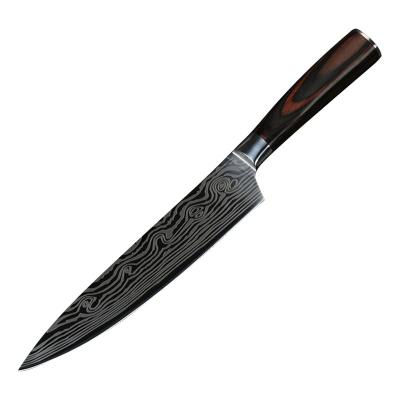 China Best Quality Kitchen Viable 7CR13 Damascus Knife 8 Inch Japanese High Carbon Steel Laser Pattern for sale