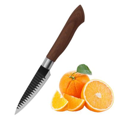 China Amazon Viable Hot Selling Professional Paring Knife with Non-stick Coating and Handle with Soft Wood Plating for sale