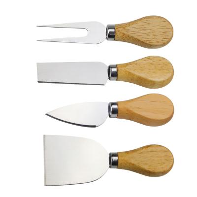 China Yangjiang 4 Piece Sustainable Chinese Factory Wooden Handle Cheese Knives Set for sale