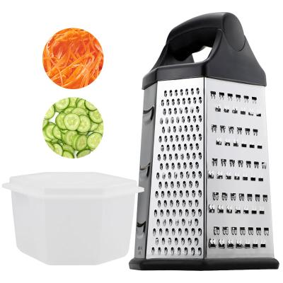 China Viable Chinese Yangjiang Multifunctional Kitchen Stainless Steel Cheese Grater Box 9 6 Inch Sides With Storage Container for sale