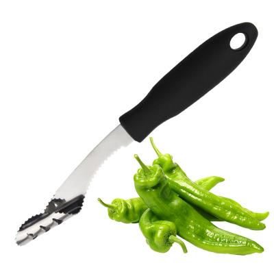 China Viable Chinese Yangjiang Stainless Steel Chilli Jalapeno Pepper Hollow Punch Tool Fruit Vegetable Hollow Puncher Pepper Seed Seed Core for sale