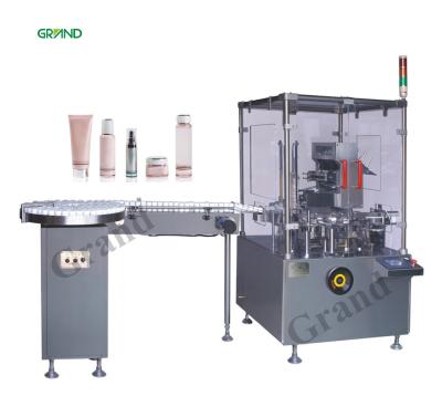 China Automatic Square Bottle Vertical Cartoning Machine With Hot Melt Glue Customized Voltage for sale