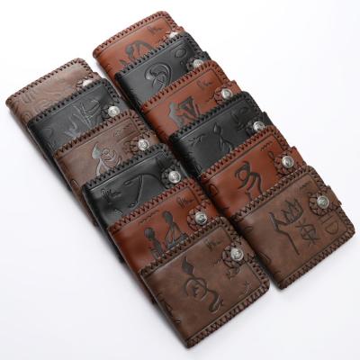 China National Pressure Anti-theft Printing Leather Wallets Fashion Personality Men's Card Purse Large Storage Space for sale