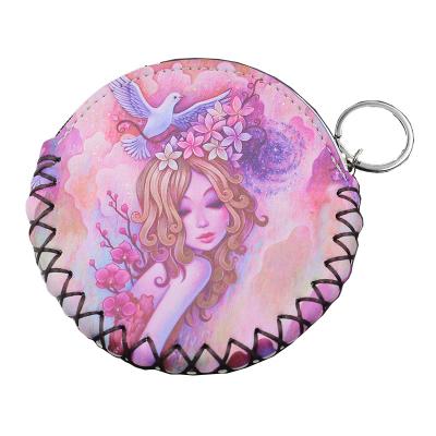 China Waterproof Cute Round Coin Purse Wallets Card PU Cartoon Leather Mini Bag Designer for sale