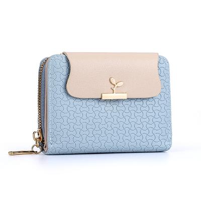 China 2022 New Mini Purse Luxury Candy Color Anti-theft Short Wallets Multi-card Leather Female Holder Slim Small Zipper Women Wallets Shape C for sale