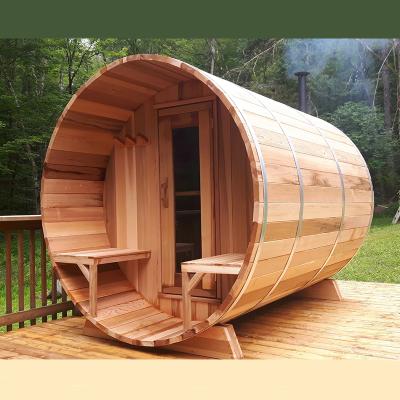 China Canada Use Garden Barrel Chamber Cedar Wood Outdoor Barrel Home Computer Control Panel Sauna for sale