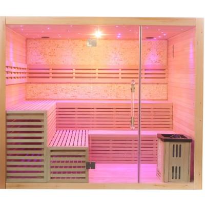 China Computer Control Panel Traditional Finnish Style Dry Steam Sauna Cabin With 9kw Stove for sale