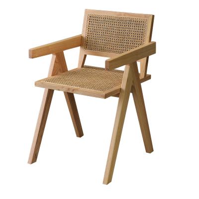 China (Other)Adjustable Nordic Solid Wood Armrest Rattan Chair Home Living Room Dining Backrest Chair Balcony Leisure Chair for sale