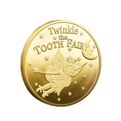 China Cute Gold Plated Children's Souvenir Cartoon North America Metal Tooth Swap Gift Tooth Fairy Challenge Coins Custom Made for sale