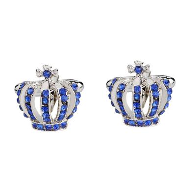 China Manufacturer French Style Elegant Women's Diamond Jewelry Cloth Accessories Directly Decoration Crown Cufflinks for sale