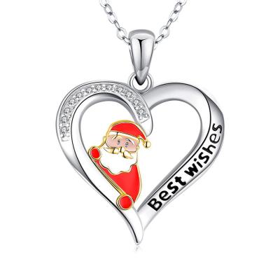 China Fashion Hot Selling Christmas Jewelry Gifts Alloy Love Heart Pendant Necklaces Custom Made for sale