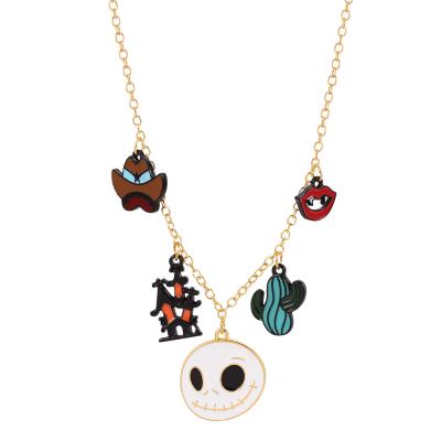 China Wholesale Cute Alloy Cute Ghost Halloween Small Jewelry Charms Pendant Necklace Chains Children's Necklace for sale