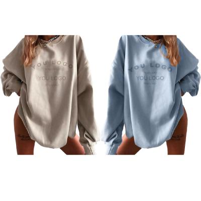 China 2021 Hot Selling Fashion Crewneck Anti-wrinkle Vintage Sweatshirt Custom Made Simple Design Oversized Woman Casual Sweatshirt for sale