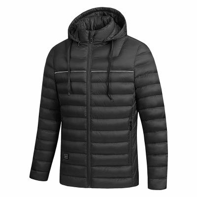 China QUICK DRY Winter Waterproof Men Long Hooded Down Jacket USB Infrared Thermal Heated Jacket for sale