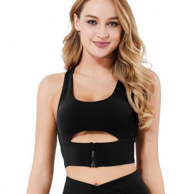 China New Design Yoga Bra Zipper High Front Lift Support Antibacterial Comfortable Sports With Girls for sale