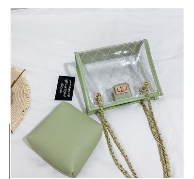 China Wholesale Popular Daily Used Transparent Clear PVC Women Handbags Fashion Tote Beach Bag Ladies Shoulder Bag for sale