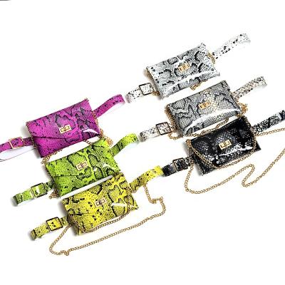 China Fluorescent Print Chain Water Proof PVC Snake Decorative Belt Pouch Phone Bag for sale