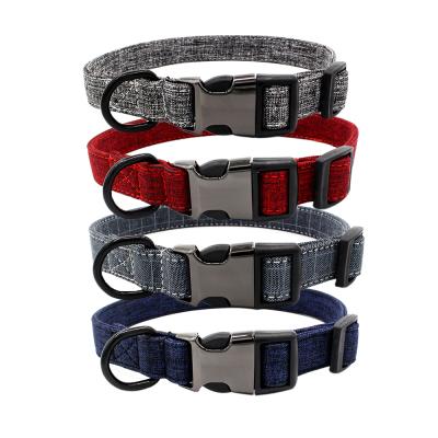 China Pet Supply Soft Stocked Cotton Tweed Comfortable Dog Collar With Metal Buckle for sale