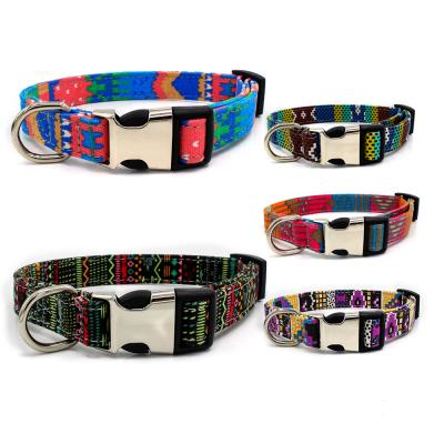 China New Bohemian Printed Stocked Metal Buckle Dog Collar Pet Leash for sale