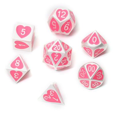 China Dragon and Dungeon Direct Selling High Quality Dice Peach Heart DND COC Dice Set Zinc Alloy for sale