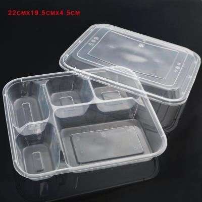 China Heatable Disposable 4compartment Plastic Take Away Bento Lunch Box Food Container for sale