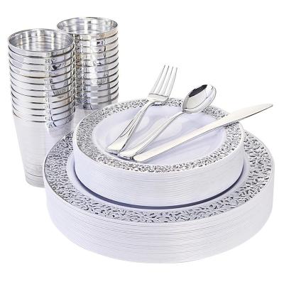 China Top Quality Luxury / Elegant Heavyweight Toasting Disposable Plastic Dinnerware Sets for sale