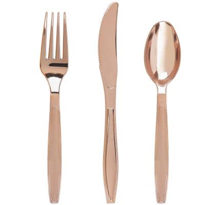 China Wedding Banquet Nordic Wholesale Rose Gold Disposable Cutlery for sale