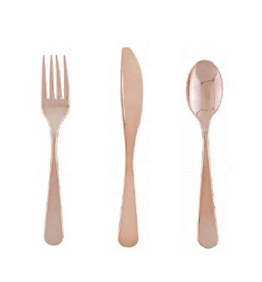 China Wholesale Disposable Rose Gold Plastic Silverware That Looks Real for sale