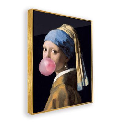 China Bohemian Crystal Creative Design Home Decor Women Head Portrait Porcelain Painting Hd 3 Panel Classic Painting Wall Frame Picture for sale