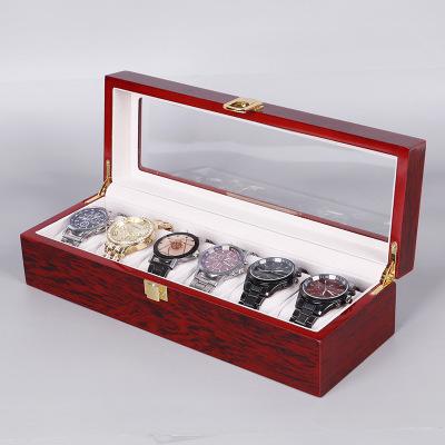 China Luxury High Quality Wooden Jewelry Case Watch Display Holder Organizer Watch Storage Box Vintage Elegant Classic 6 Slots For Women Men Dropshipping for sale