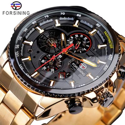 China Forsining Luxury Men's Watches Classic Stainless Steel Strap Calendar Automatic Mechanical Wristwatches Water Resistant for sale