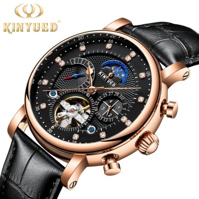 China KINYUED J025 Chronograph Moon Phase Luxury Mechanical Calendar High Quality Water Resistant Automatic Men's Tourbillon Watch for sale