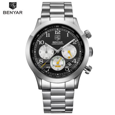 China Best Chronograph Watch Suppliers China Watch Wrist For Businessman Japan Quartz BENYAR 5107M for sale