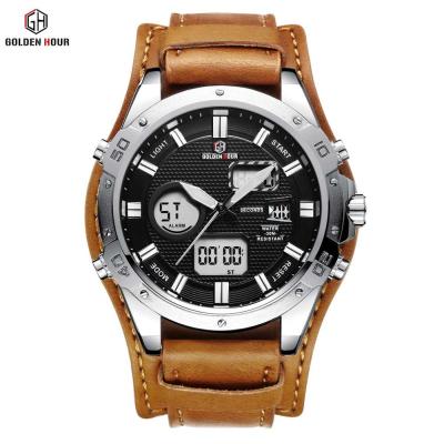 China Classic Alarm More Time Watch Band Calendar Second Run Leather All Tyle Wristwatch For Men GOLDENHOUR GH117 for sale