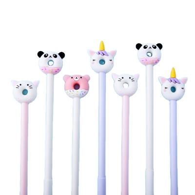 China New Normal Sale Promotional Creative Cartoon Cat Styling Black Blue Link Cookie Donut 0.5mm Stylish Plastic Donut Gel Pen for sale